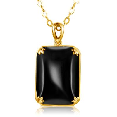 China 18K Gold Plated Black Onyx Pendant Necklace Classic Women Real 925 Sterling Silver Pendants Factory Wholesale for sale