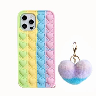 China 2021 hotselling Anti-fall fashion love heart design fidgety person toy plush phone case for phone 11 12 13 pro max for sale