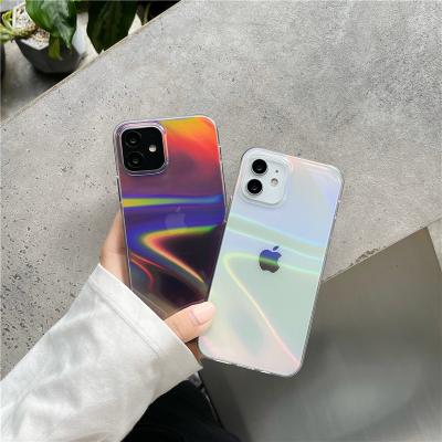 China new Anti-fall fashion laser bling clear phone case for phone 11 pro 12 13 max gradient rainbow laser case for sale