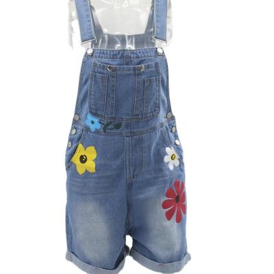 China 2022 European and American women's summer daisy print jumpsuits mid-waist washable shorts women's breathable denim jeans for sale