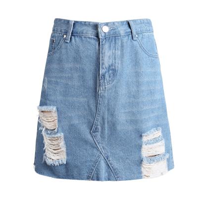 China Breathable Good Quality Hip Skirt Butterfly Print Skirt Women's Denim High Waist Slightly Ripped Destroyed Women's Jeans for sale