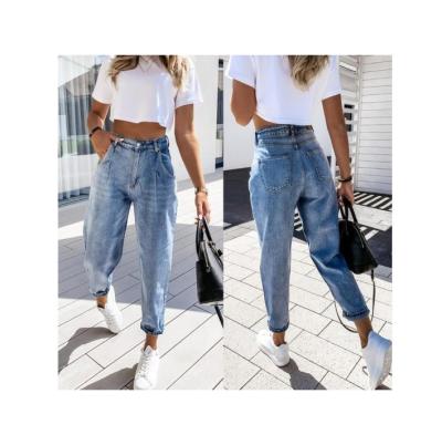 China Summer Soft Women's Sweatpants Lightweight Breathable Harem Casual Pants Ripped Destroyed Women's Jeans for sale