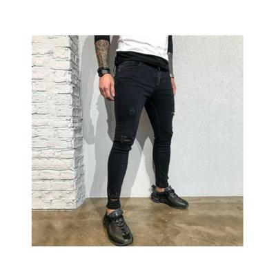 China European fashion breathable new men's ripped jeans and American ripped stretch frayed men's jeans for sale