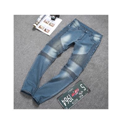 China Breathable High Quality European And American Trend Street Wrinkled Jeans Stretch Tapered Slim Fit Mens Jeans for sale