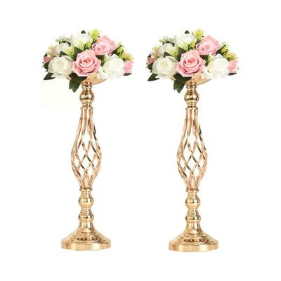 China Handmade Good Quality Gold Candlestick Metal Candlestick Stand For Wedding Decoration Centerpiece for sale