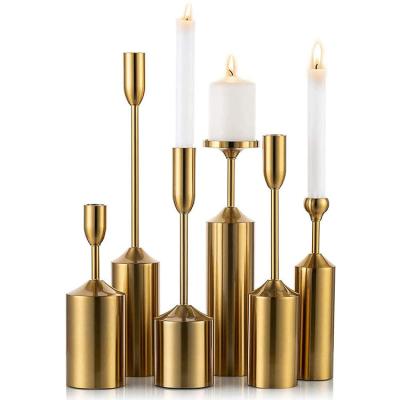 China Classic Nordic Decoration 6pcs Metal Candlestick Holiday Wedding Party Table Centerpieces Desk Candlestick for sale