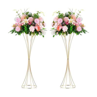 China Factory Supply Wedding Table Decoration Handmade Flower Stand Metal Flower Vase Stand for sale