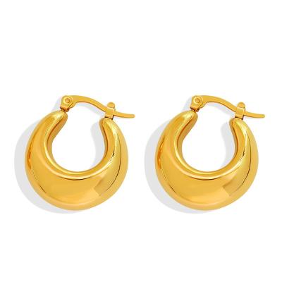 China High Quality Vintage Stainless Steel Hoop Earring Women Jewelry 18k Gold Plated Chunky U Shaped Hoop Earrings for sale