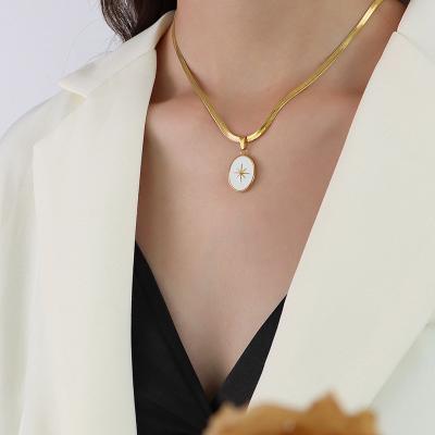 China Hot Selling Vintage Snake Star Chain Necklace Stainless Steel Snake Chain Drip Flat Octagonal Flat Oil Drip Octagonal Star Necklace for sale