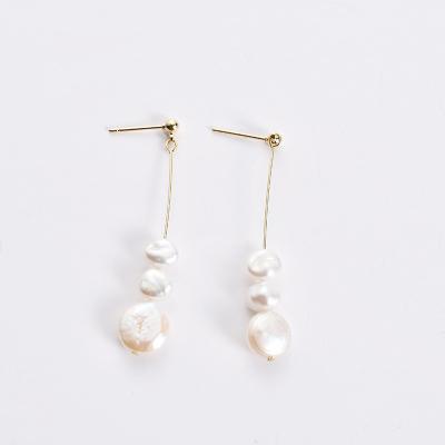 China PEARL long drop natural pearl tassel earring real simple baroque pearl earring for sale