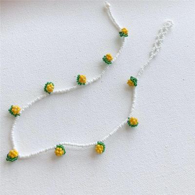 China Handmade BOHEMIA Seed Bead Pineapple Necklace Fashion Bohemian Cherry Choker Necklace Fruit Bracelet Summer Set for sale