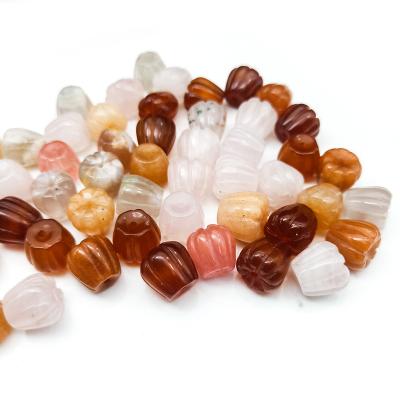 China Stone 10mm Pumpkin Shape Stone Beads Loose Spacer Stone With Hole For Mala Yoga Jewelry for sale