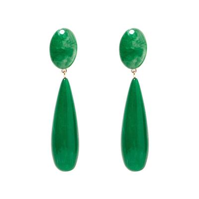 China 2019 Wholesale Cellulose Acetate Jewelry Water Drop Resin Green Acrylic Dangle Drop Earrings For Women for sale