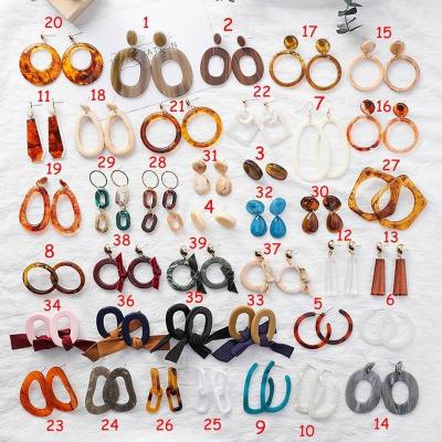 China News Color Collection Leopard Cellulose Acetate Diverse Resin Acrylic Circle Geometric Korean Style Earrings for sale