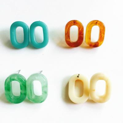 China Wholesale Cellulose Acetate Top Design Customized Women Fashion Colorful Resin Circle Stud Earrings Jewelry for sale