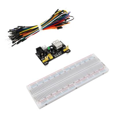 China Black Integrated Circuit MB102 Breadboard Power Module + 830 Big Hole Premium Breadboard Colorful +65 Breadline Kit for sale