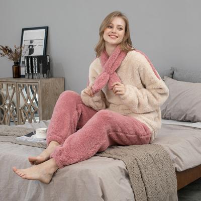 China Thermal Coral Fleece Sleepwear Plus Thermal Velvet Thickened Nightgowns Loungewear Set Homewear Plus Size Nightgown Long Sleeve Pajamas Set for sale