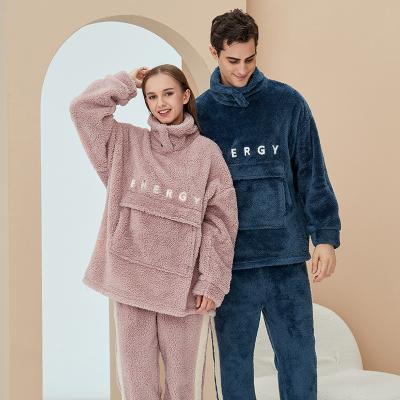 China Thermal Flannels Plus Size Loungewear Cute Plus Velvet Thickening Sleepwear Set Couples Homewear Ladies Thermal Pajamas And Sleepwear for sale