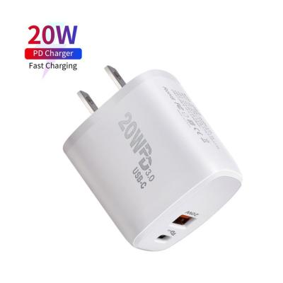 China USB-C Palladium Wall Charger 20w Mini Portable Charging Smart Fast Wall Charger Charge 20w USA Plug Mobile Phone USB-A To USB-C Fast Charger for sale