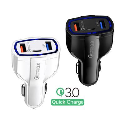 China LED Indicator Car Qc3.0 Portable Fast Smart Charger 7A Dual Port Usb With PD 35W Type C Port Charger For Phone Fast Car Smart Charger for sale