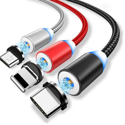 China Fast Mobile Phone Charger Multiple Tie Down 3 In 1 Portable Usb Mobile Phone Data Cable Magnetic Netic Charging Cable for sale