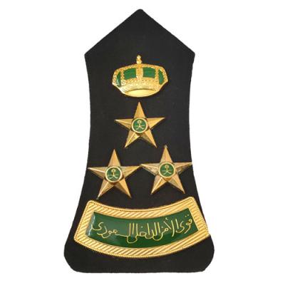 China 3D Middle East green and gold crown star shape army military badge set for shoulder for sale