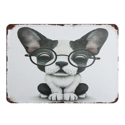 China Cheap Europe Animal Welfare Dog Chiwawa Tin Sign Chrome Metal Wall Art Signs Custom for sale