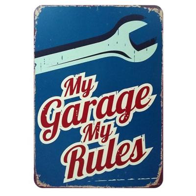 China 2021 Europe Tin Sign Vintage Garage Metal Sign Board Hot Selling Wholesale Tinplate For Home Design for sale