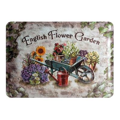 China Europe 50 x 70 cm Colorful English Flower Garden Metal Tin Alloy Seasonal Signs Embossed for sale