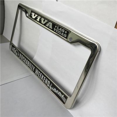 China USA Gray Card Plate Cover Chrome Shiny Metal License Plate Holder for sale