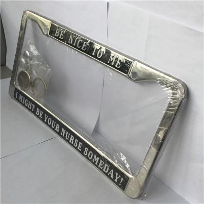 China White Reflective Custom USA Cars Metal Stainless Steel License Plate Frame for sale