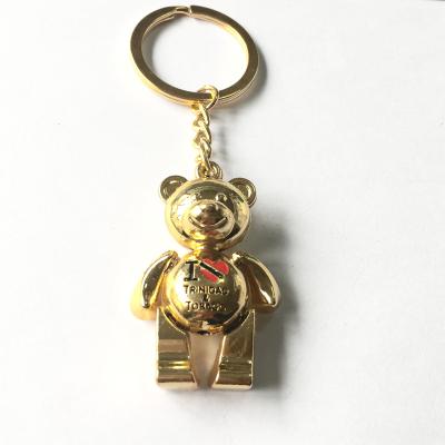 China Cute Promotion Gift/Souvenir I Love 3D Heart Gold Plating Teddy Bear Key Chain Key Chain With With Logo Custom for sale