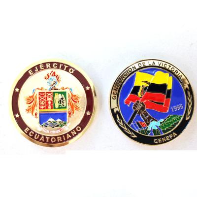 China Souvenir Europe Custom Metal Coin Double Sides Embossed 3D Enamel Ecuador Military Challenge Coins for sale