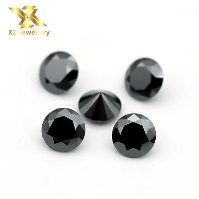 China Color Play Or Fire 1 Carat Size 6.5mm Genuine Black Round Cut Moissanite Loose Diamond Beautiful for sale