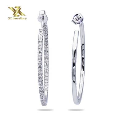 China New FASHIONABLE 2021 style richly studded with moissanite 14k white gold stud earrings for fashion moissanite diamond jewelry for sale