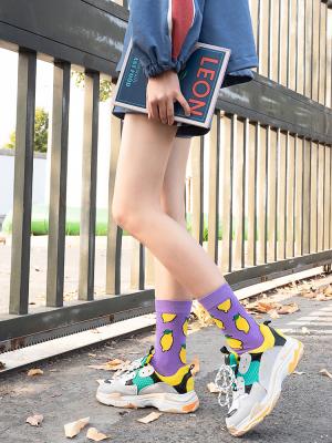 China Women Socks Egg Lemon Donut Avocado Sports Cookies Milk Chips Sandwich Cola Hamburger Harajuku Kawaii Art Colorful Casual Cute for sale