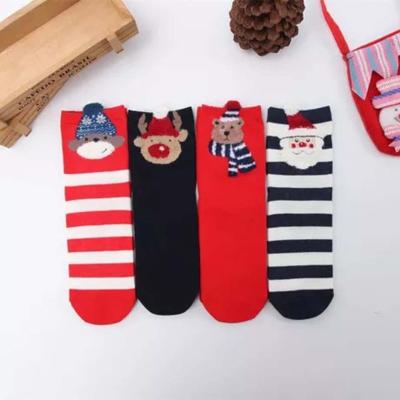 China Japanese Style Sporty Three-dimensional Cute Elk Christmas Cartoon Scarlet Socks Women's Lot 4 Pair Cotton Happy Funny Socks for sale