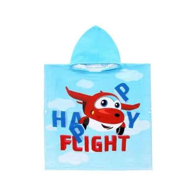 China Cartoon Design Cotton Child Safe Cheap Sale Poncho For Kids Summer Beach Poncho Hot 100% Cotton for sale