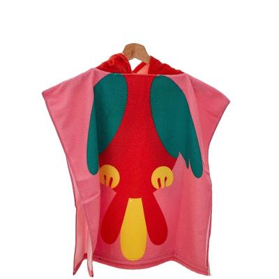 China Soft Touch Kids QUICK DRY Hooded Microfiber Printed Poncho for sale