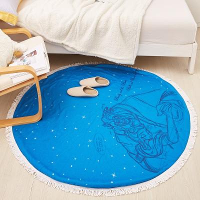 China Best Selling Super Soft Flannel Anti-Static With Round Sherpa Mink Blanket Compound Blanket With Tassel For Home for sale