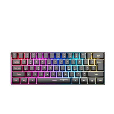 China Chinese wholesale portable Anti-ghosting products wired 61 key dynamic backlit three-mode RGB mechanical gaming keyboard for sale