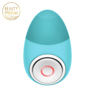 China DEEP CLEANING Heat Ultrasonic Electric Facial Cleansing Brush Sonic Silicone Facial Cleansing Instrument for sale