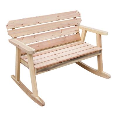 China Modern Comfortable Indoor Natural Cedar Rocking Chair Outdoor Wooden Chair Log Bench Rocking Chair 2 Person Rocking Chair for sale