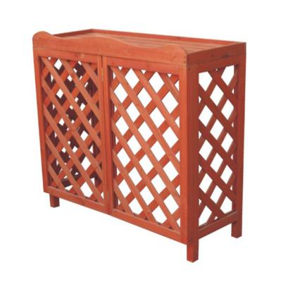 China Wood Outdoor Air Conditioner Cover White Protect Cover Rack Plant Wood Storage Blinds Solid Wood Frame for sale