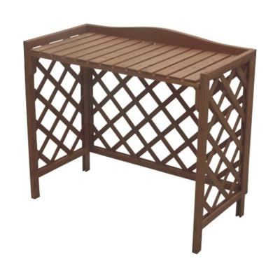 China Wood Outdoor Air Conditioner Cover White Protect Cover Rack Plant Wood Storage Blinds Solid Wood Frame for sale