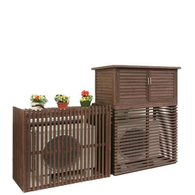 China Wood Outdoor Air Conditioner Cover White Protect Cover Rack Plant Wood Storage Blinds Solid Wood Frame for sale