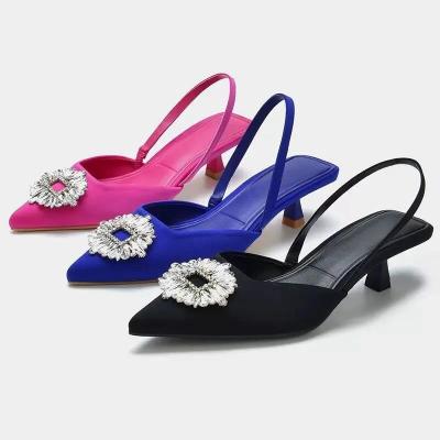 China Fashion Manufacturer Shoes Designer High Heels Fashion Designer Diamond Slippers Luxury Womens Slippers High Heels Office Diamond Slippers Pumps ZA for sale