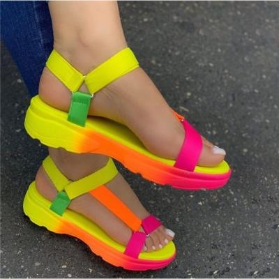 China Fashion Trend PU Ankle Strap High Heel Sandals Black Wedge Sandals Heel Platform Buckle Bar Unique White Sandals for sale