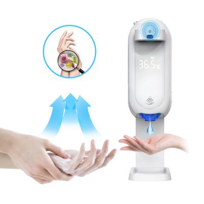 China Foam Soap Measure Temperature 12 Languages ​​USB Touchless Hand Sanitizer Liquid Soap Dispenser Upgraded Rechargeable Automatic Dispenser for sale