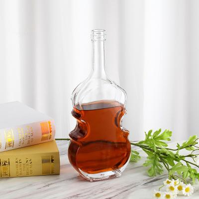 China 750ml Liquor Bottle Glass Wine Bottle Eco-friendly Recyclable High Quality Empty Unique Fancy Bottle 500ml Liquor Bottle for sale